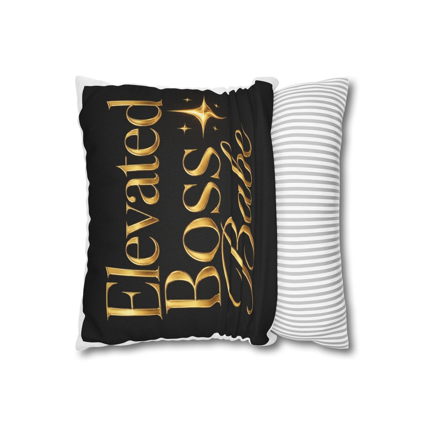Elevated Boss Babe Pillow — Gold Script Decorative Throw Pillowcase
