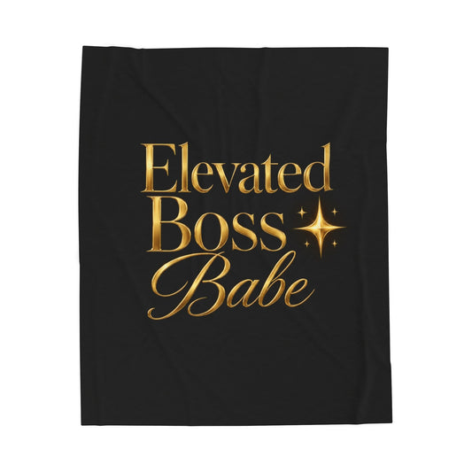 Elevated Boss Babe Velveteen Plush Blanket — Luxury Gold Script Throw for Ambitious Women