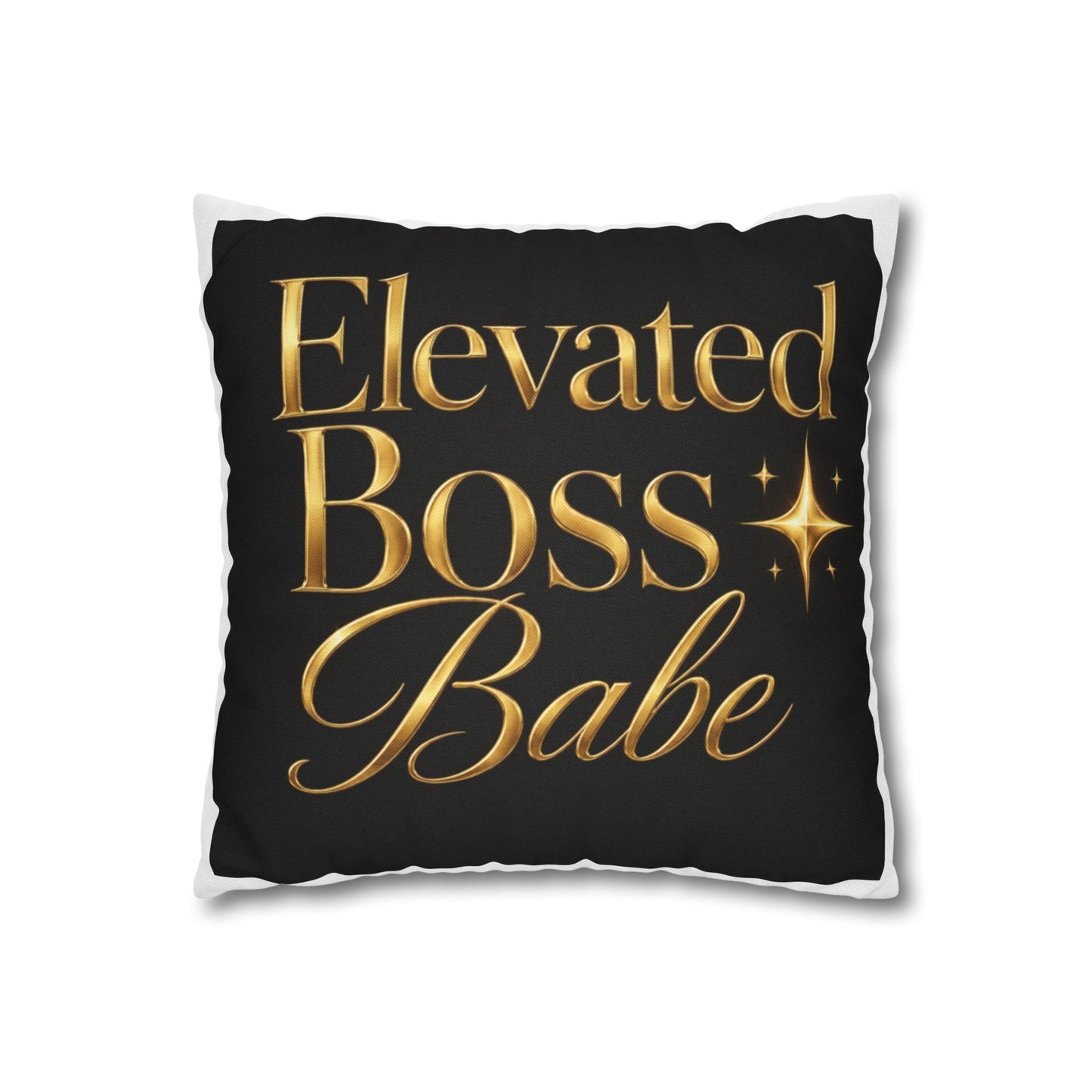 Elevated Boss Babe Pillow — Gold Script Decorative Throw Pillowcase