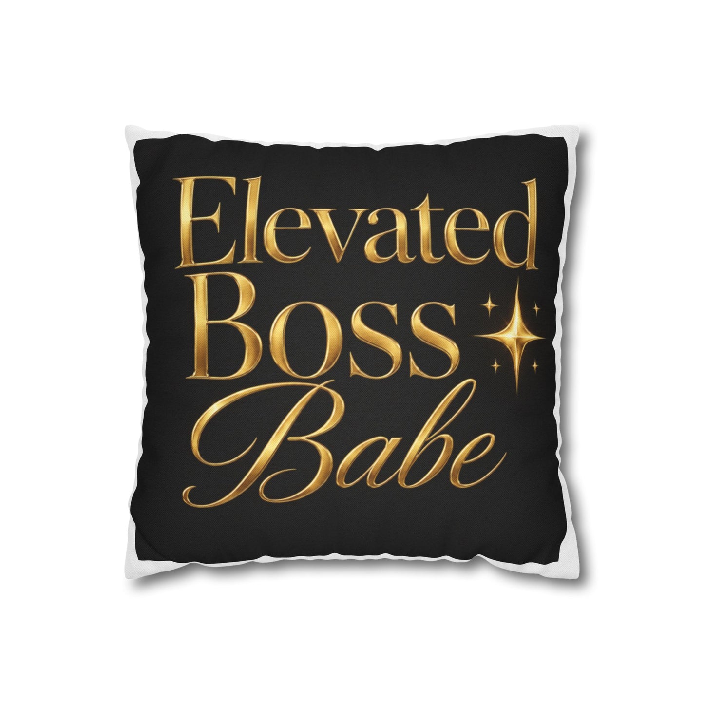 Elevated Boss Babe Pillow — Gold Script Decorative Throw Pillowcase