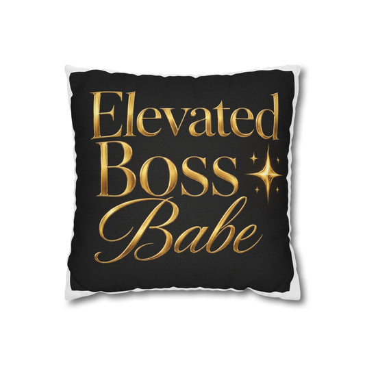 Elevated Boss Babe Pillow — Gold Script Decorative Throw Pillowcase