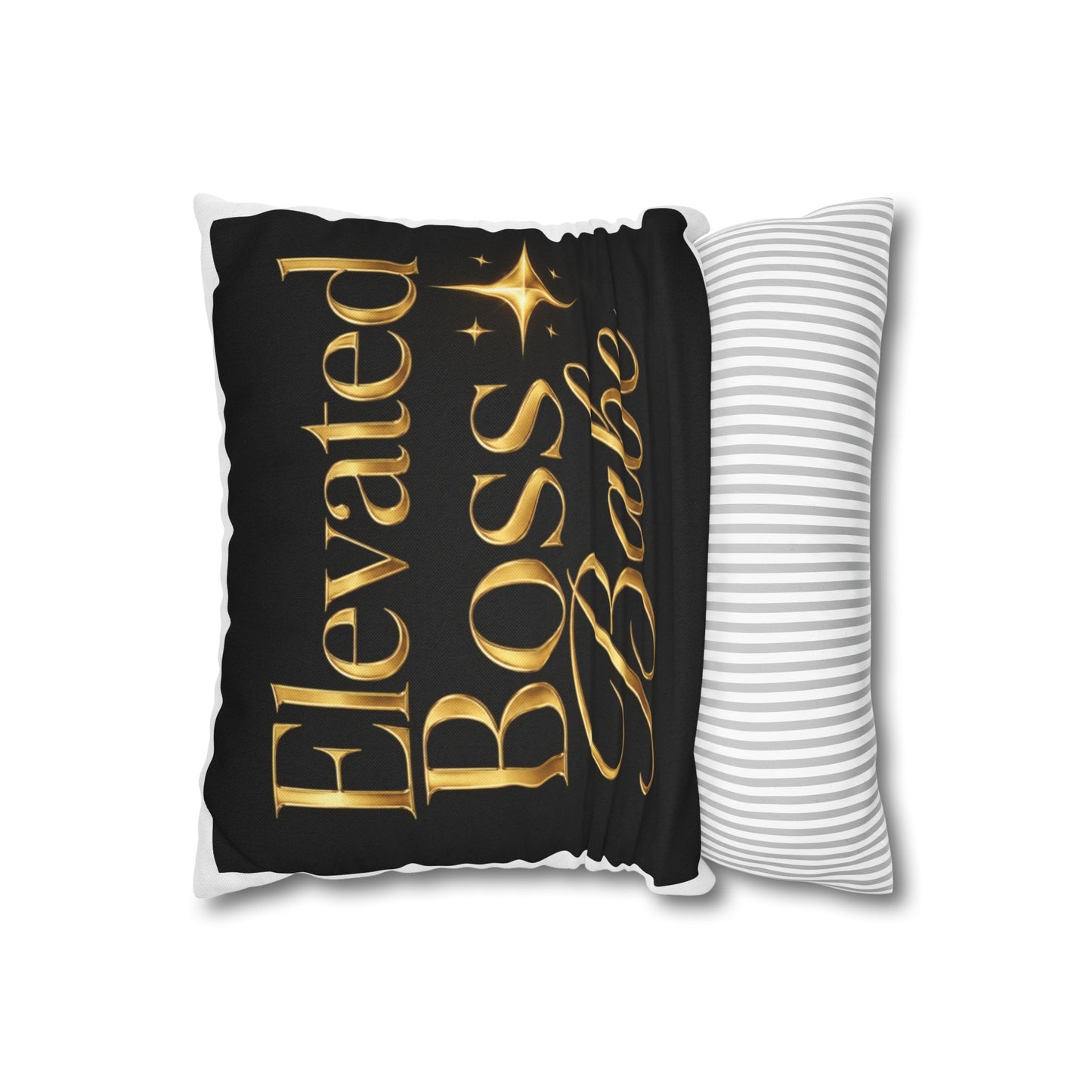 Elevated Boss Babe Pillow — Gold Script Decorative Throw Pillowcase